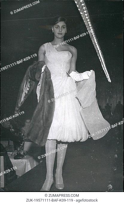 Nov. 11, 1957 - Carven girls fashion parade: The famous models of the equally famous 'Carven' of Paris staged today a fashion parade at the Istanbul Hitlon...