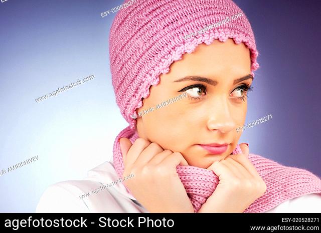 Nice looking woman in the warm clothing