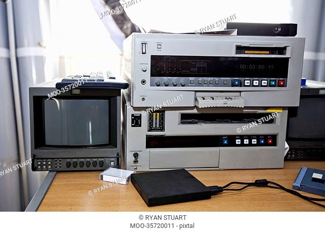 Television and audio equipment in studio