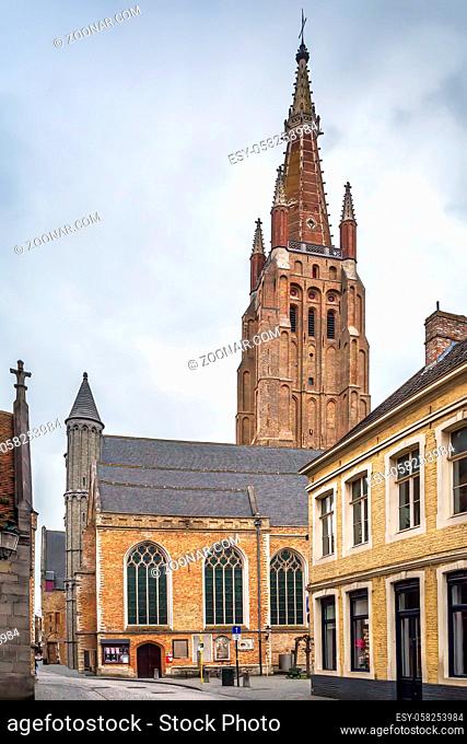 Church of Our Lady in Bruges, Belgium. Its tower, at 122.3 metres (401 ft) in height, remains the tallest structure in the city and the second tallest brickwork...