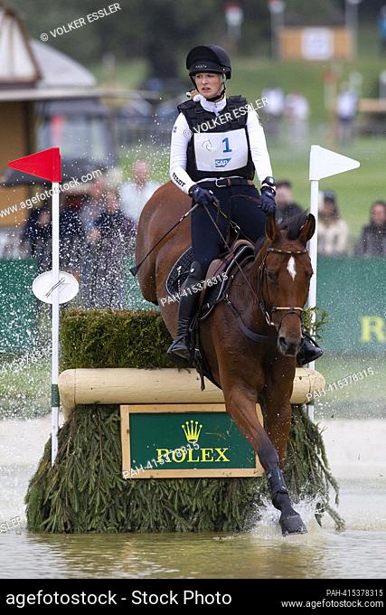 Libussa LUEBBEKE (L?BBEKE) (GER) on Caramia 34 in the jump, in the water, action, eventing, cross-country C1C: SAP-Cup, CCIO4*, on July 1st, 2023