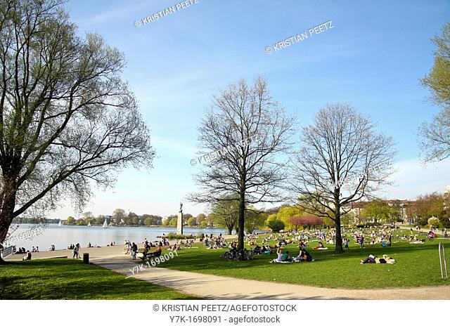 View of the Alster Lake in Hamburg, Germany