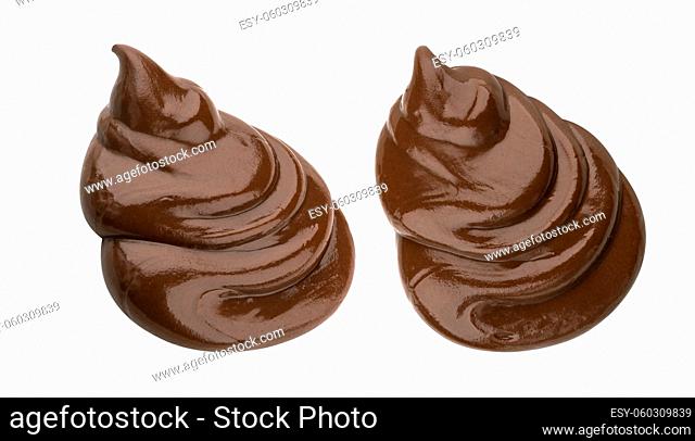 Swirl of chocolate cream isolated on white background with clipping path