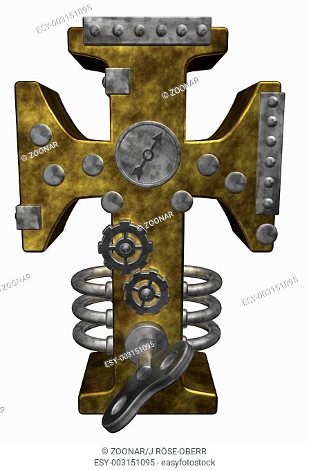 christliches kreuz im steampunk-look - 3d illustration