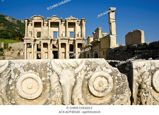 Library of Celsus at Ephesus, an ancient Greek city, and later a major Roman city, on the west coast of Asia Minor, near present-day Selçuk, Izmir Province