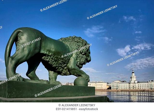 Lions of Central Landing-Stage Pier in St.Petersburg