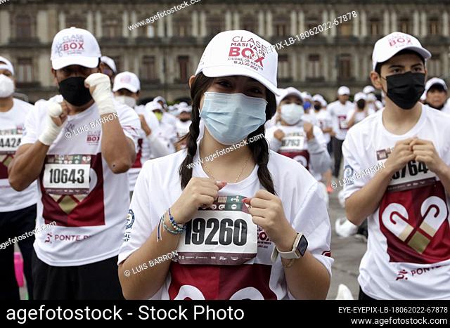 June 18, 2022, Mexico City, Mexico: Persons take part during ""The World's Largest Boxing Class"" to obtain a new Guinness World Record with a tootal of 14