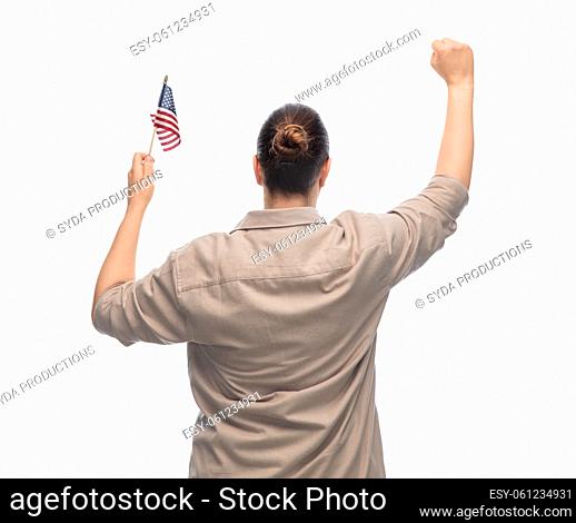 woman with flag of united states of america