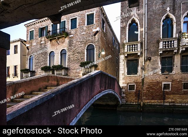 Aseo Bridge (Ponte dell'Aseo), St. Alvise Parish (Parochia S. Alvise), Cannaregio District (Sestiere Cannaregio), Venice, Veneto Region, Italy