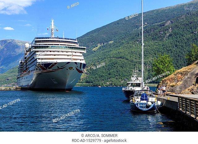 Cruise ship Arcadia in Aurlandsfjorden, Flam Development, Norway