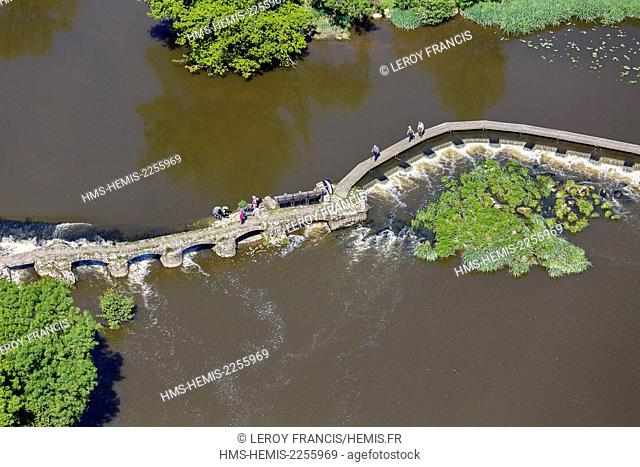 France, Vendee, Tiffauges, way on la Sevre Nantaise river (aerial view)