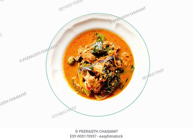 Thai curry food on dish isolated