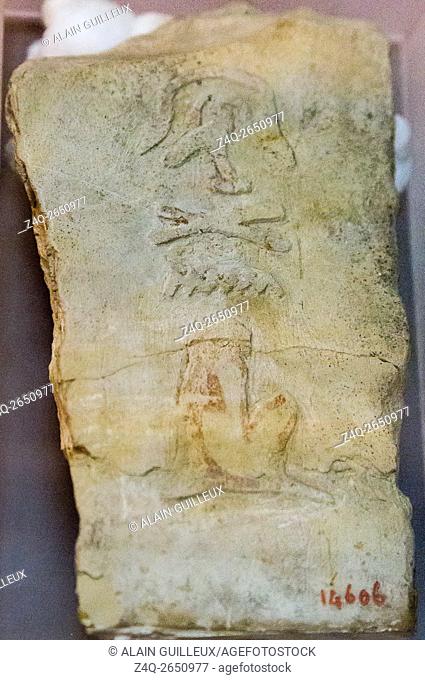 Egypt, Cairo, Egyptian Museum, limetone funerary stela found close to a royal tomb of Dynasty 1, Abydos