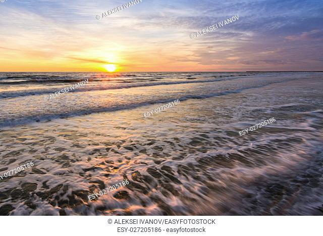 Landscape - sunset on the sea shore, Black sea, Anapa, Russia