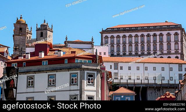 Old Se or cathedral and Bishop's Palace in Oporto in Portugal