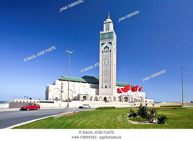 Morocco, North Africa, Africa, Casablanca, Hassan II, mosque, highest, top, minaret, 210 ms