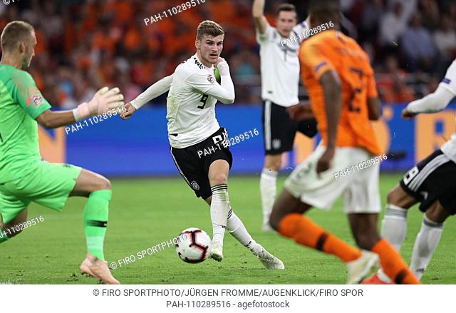 firo: 13.10.2018, Football, Landerspiel: national team, season 2018/2019, Nations League Holland, Netherlands - Germany, Germany 3: 0 duels, Timo Werner
