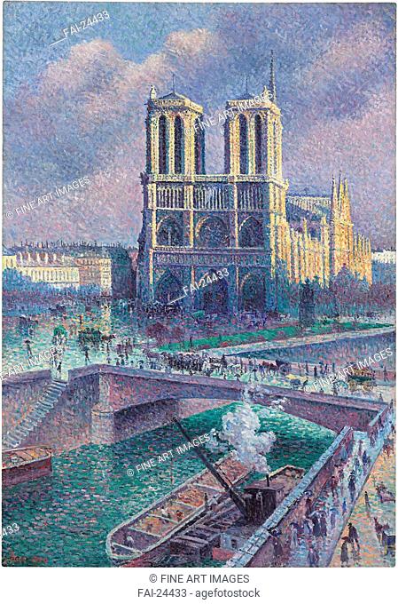 Notre-Dame de Paris. Luce, Maximilien (1858-1941). Oil on canvas. Postimpressionism. 1900. France. Private Collection. 116x81, 3. Landscape. Painting