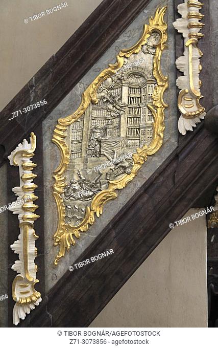 Czech Republic, Ceske Budejovice, Church of the Sacrifice of the Virgin, interior, pulpit,