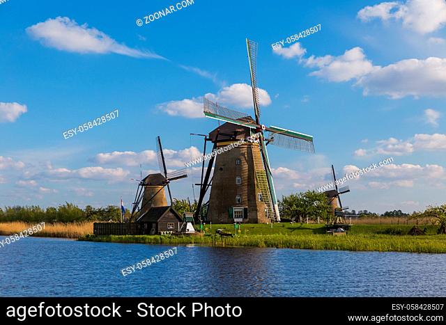 Windmills in Kinderdijk - Netherlands - architecture background