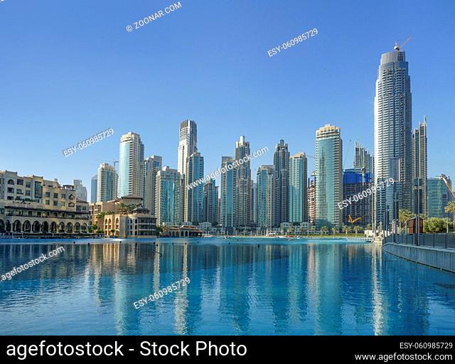 Scenery around the Burj Khalifa park in Dubai, the most populous city in the United Arab Emirates