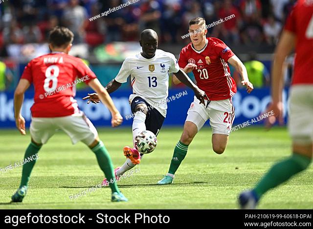19 June 2021, Hungary, Budapest: Football: European Championship, Hungary - France, preliminary round, Group F, 2nd matchday at Puskas Arena: France's N'Golo...