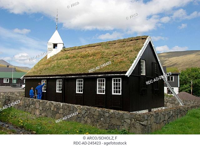 Wooden church built 1829 Hvalvik isle Streymoy Faro Islands Denmark Faerö Islands Färö Islands Faeroe Islands