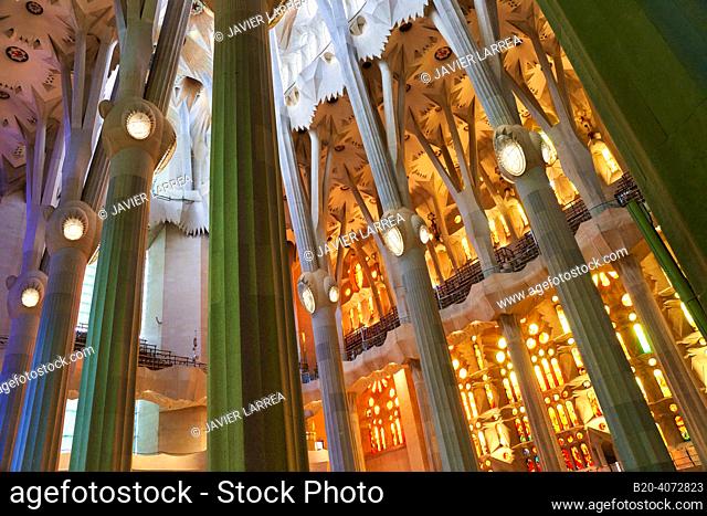 La Sagrada Familia Basilica. Barcelona. Spain.The Basilica and Expiatory Church of the Holy Family is a large Roman Catholic church in Barcelona