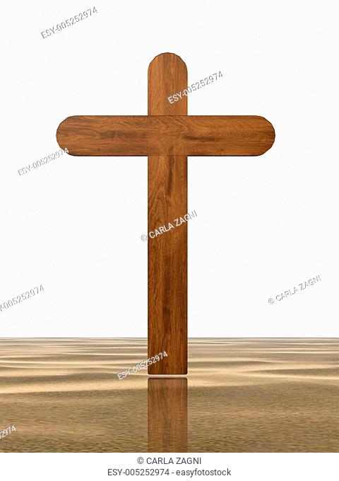 wooden cross in the desert