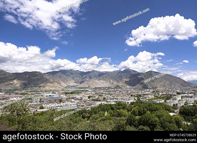 View of the city of Lhasa from the Potala Palace, a UNESCO heritage site. Tibet Autonomous Region. China., Credit:Oscar Dominguez / Avalon