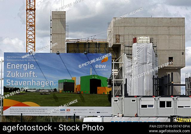 PRODUCTION - 14 July 2022, Mecklenburg-Western Pomerania, Stavenhagen: The first sewage sludge incineration plant in Mecklenburg-Western Pomerania is being...