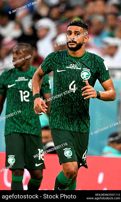 ABDULELAH ALAMRI, SAUD ABDULHAMID in action during the FIFA 2022 World Cup group match between Poland v Saudi Arabia, Education City Stadium, Doha
