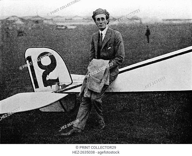 The Aerial Derby: Lord Carbery with his Morane-Saulnier monoplane, 1914 (1934). Artist: Flight Photo