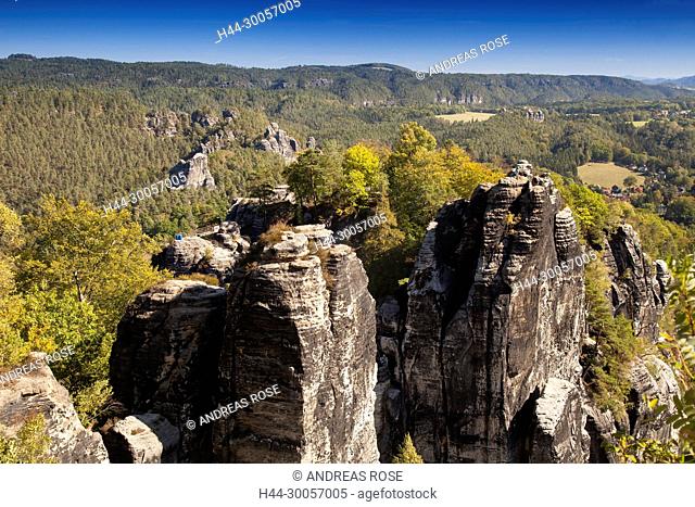 Carola rock in the Elbe Sandstone Mountains, Saxony, Germany, Europe