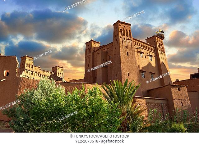 Adobe buildings of the Berber Ksar or fortified village of Ait Benhaddou, Sous-Massa-Dra Morocco