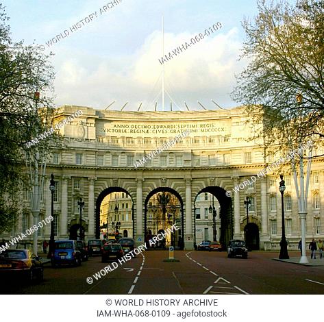 Photograph of the Admiralty Arch, commissioned by King Edward VII in memory of his mother Queen Victoria. The Mall, London. Dated 2015