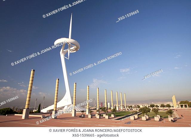 Telecommunications tower from Santiago Calatrava, Olympic Ring, Europe square, Barcelona, Spain
