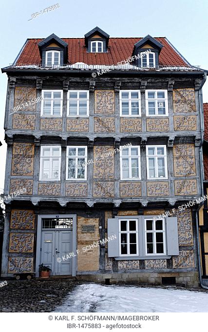 Baroque half-timbered house of the poet Ludwig Giseke, castle hill, Quedlinburg, Harz, Saxony-Anhalt, Germany, Europe