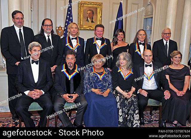 The five recipients of the 39th Annual Kennedy Center Honors pose for a group photo following a dinner hosted by United States Secretary of State John F