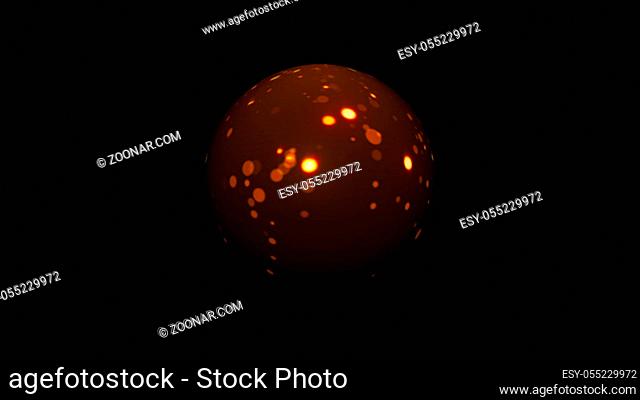 Sphere with gold glittering stars on black, celebratory 3d rendering background