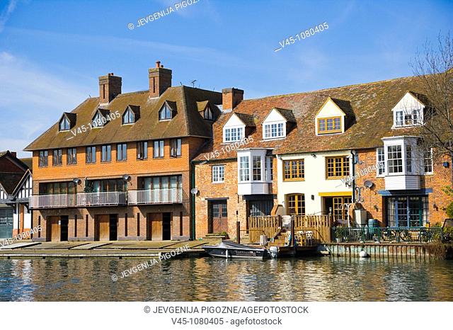Thames riverside properties in Eton. Berkshire. England. UK