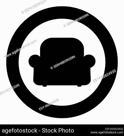 Armchair silhouette recliner Furniture for living room icon in circle round black color vector illustration image solid outline style simple