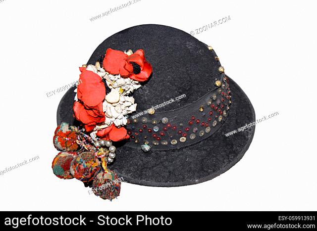 black traditional hat isolated over white background