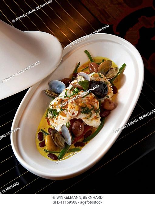 Monk fish tagine with clams