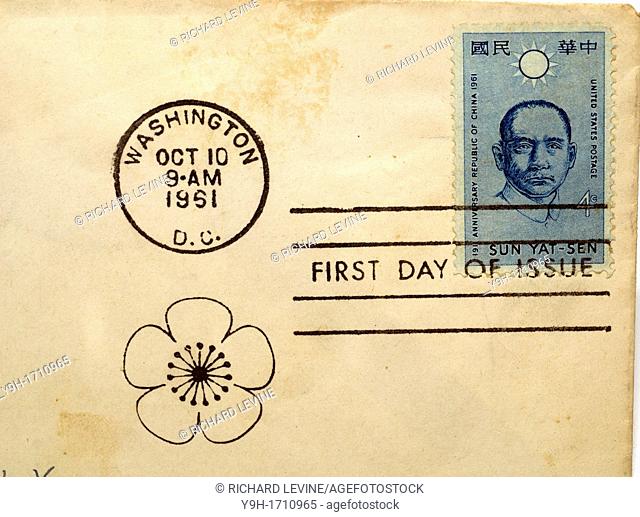 First day of issue postage cancellations  1961 Sun Yat-Sen  US commemorative postage stamps