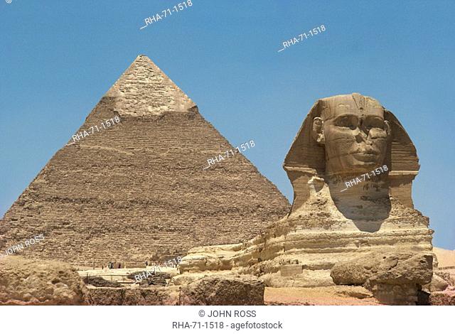The Sphinx and one of the pyramids at Giza, UNESCO World Heritage Site, Cairo, Egypt, North Africa, Africa