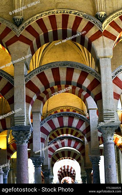 Cordoba Spain Great Mosque, Mezquita de Cordoba interior, Andalusia, Spain