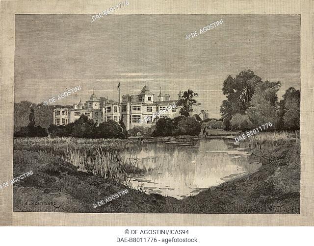 View of Audley End, English homes, United Kingdom, engraving from The Illustrated London News, volume 96, No 2668, June 7, 1890