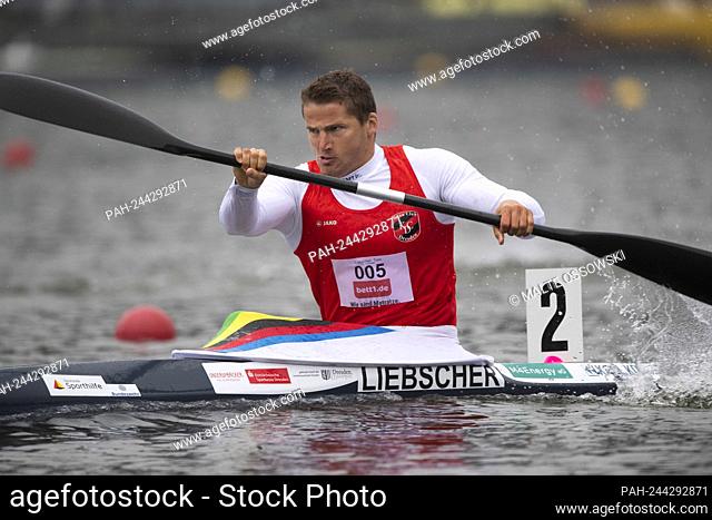 Tom LIEBSCHER (KC Dresden) canoe K1 men, action, the finals 2021 in the disciplines canoe, SUP, canoe polo from June 3rd to June 6th, 2021 in Duisburg