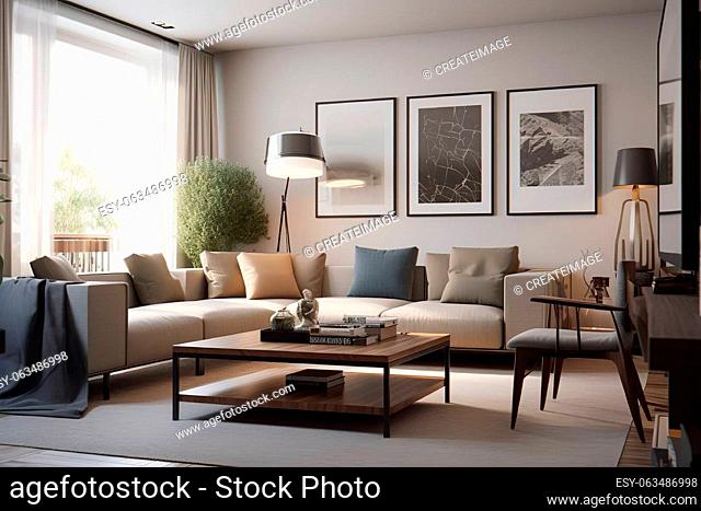 Living Room: Capture a set of images that showcase a stylish, comfortable living room. Use natural light to highlight the room's colors and textures